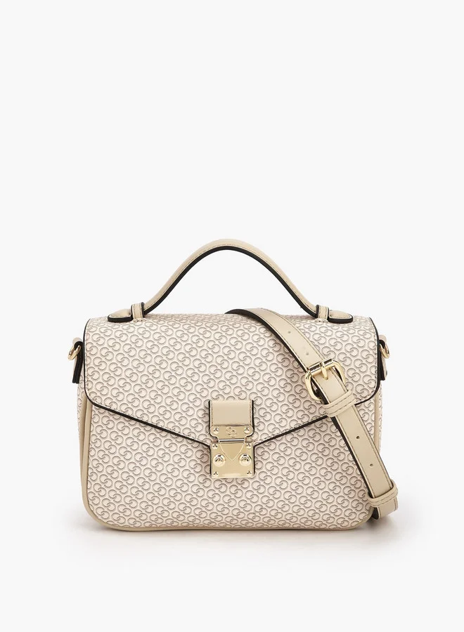 سيليست Monogram Print Satchel Bag With Button Closure